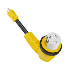 Load image into Gallery viewer, RA- AP030 12" RV Electrical Adapter 15A male to 50A female with right angle twist lock, 10AWG