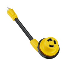 Load image into Gallery viewer, RA- AP029 12" RV Electrical Adapter 15A male to 30A female with right angle twist lock, 10AWG