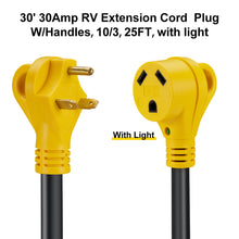 Load image into Gallery viewer, RA-AP12 30' 30Amp RV Extension Cord  Plug with Handles,10/3,25FT, With Light