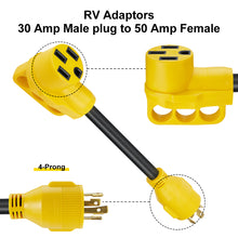 Load image into Gallery viewer, RA- AP028  12" 30A to 50A RV Power Cord L4-30p 4-Prong, 10AWG/3 Cord