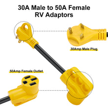 Load image into Gallery viewer, RA-AP03 Dog Bone RV Adaptor 30A Male to 50A Female 12" 10AWG/3 Cord With Handles