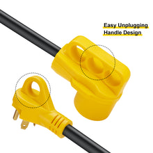 Load image into Gallery viewer, RA-AP03 Dog Bone RV Adaptor 30A Male to 50A Female 12" 10AWG/3 Cord With Handles