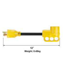 Load image into Gallery viewer, RA- AP027 12" 30A to 50A RV Power Cord L5-30P 3-Prong, 10AWG/3 Cord