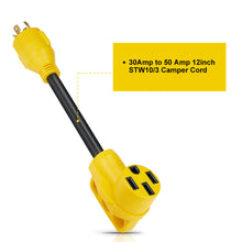 Load image into Gallery viewer, RA- AP028  12" 30A to 50A RV Power Cord L4-30p 4-Prong, 10AWG/3 Cord