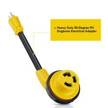 Load image into Gallery viewer, RA- AP029 12" RV Electrical Adapter 15A male to 30A female with right angle twist lock, 10AWG