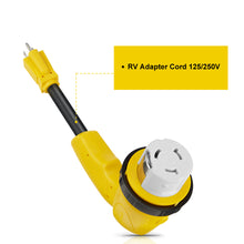 Load image into Gallery viewer, RA- AP030 12" RV Electrical Adapter 15A male to 50A female with right angle twist lock, 10AWG